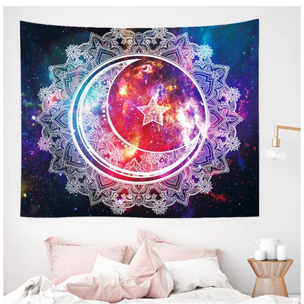 Neon Hippie/Indie Moon/Sun Floral Space Tapestry - Picture 5 of 7